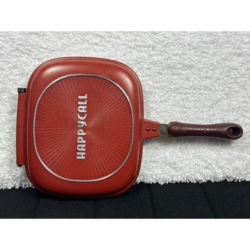 Happy Call Double Sided RED Frying Pan Griddle Camping